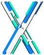 X colorido com fundo preto